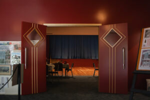 Double doors into cafe